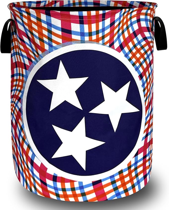 Tennessee State Flag Laundry Basket Oxford Cloth Flag Laundry Hamper With Handle Portable Clothes Storage Basket Foldable Funny Laundry Bag 18.9"x16.5" For Laundry Room/Bedroom/Bathrooms