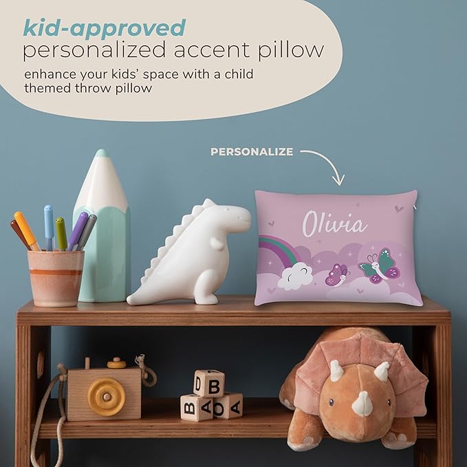Prints Next Day – Kids Custom Unicorn Throw Pillow - 14" x 20" - Double-Sided Printing - Includes Insert - Kids Personalized Bedroom Accent Pillow with Name - Nursery Decor - Printed in USA