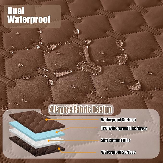 Smiry Waterproof Dog Bed Cover Blanket, Soft Reversible Pet Blanket, Washable Leakproof Cats Dogs Couch Cover for Sofa, Couch, Furniture, Plaid (82x120 Inch, Brown/Chocolate)