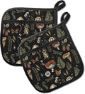 Pot Holders for Kitchen, Heat Resistance Hot Pads, Cute Potholder with Pocket for Kitchen Cooking Baking 2 Packs, Cute Mushroom
