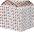 Kitinjoy Cotton 8 Pack Terry Kitchen Dish Cloths, 12 x 12 Inches Super Soft and Absorbent Dish Rags, Quick Drying Dish Towels for Washing Dishes, Brown