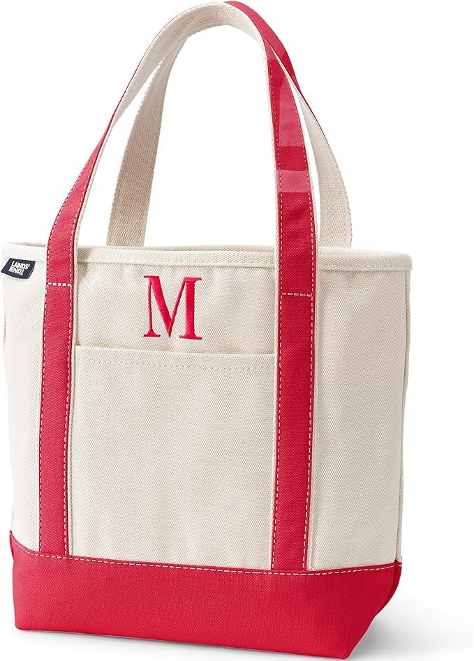 Lands' End Pre-Monogrammed Letter Canvas Tote Bag