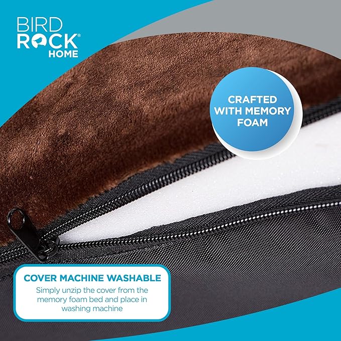 BIRDROCK HOME Memory 3" Memory Dog Bed | Ultra Soft Plush Pet Bed | Pet Mat (40 x 26, Brown)
