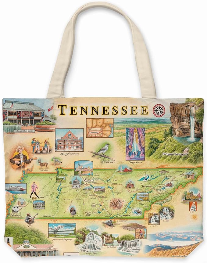 Xplorer Maps Canvas Tote Bag with Handles, Cloth Grocery Shopping Bag, Reusable & Eco-friendly Bag, 100% Cotton, Washable