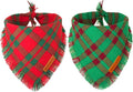ADOGGYGO Christmas Dog Bandanas with Tassels, Red Green Plaid Pet Xmas Scarf Bib, Multiple Sizes, Christmas Bandana for Medium Large Dogs Pets (Large)