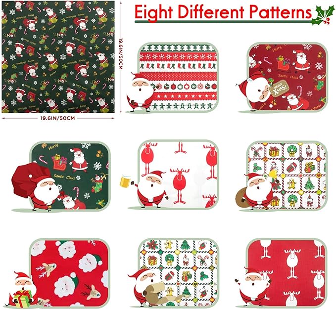 Aubliss 8pcs Fat Quarter Fabric Bundles (100% Cotton - 20'' x 20'') Quilting Cotton Craft Fabric Pre-Cut Squares Sheets for Patchwork Sewing Quilting Crafting