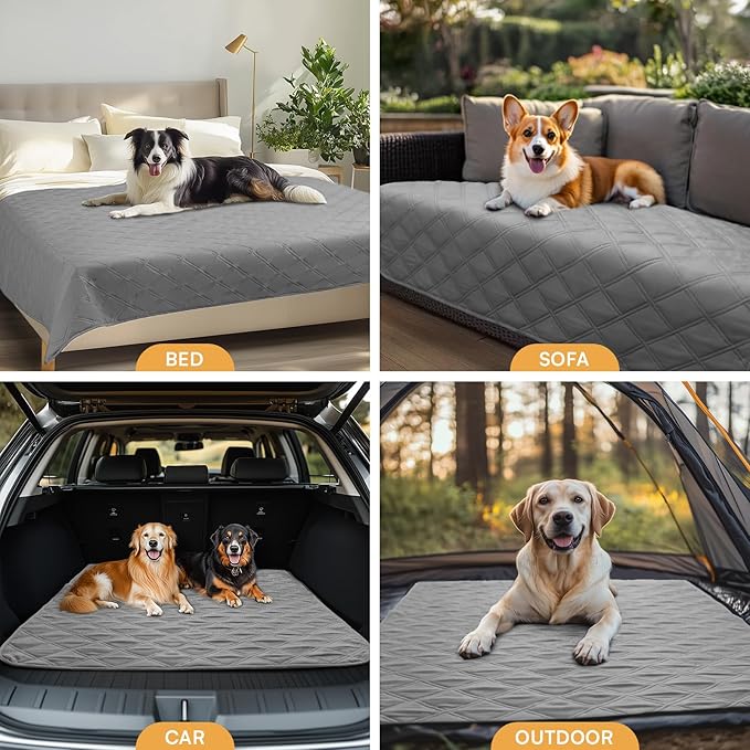 Luciphia 100% Waterproof Couch Cover Blanket for Dogs Anti-Slip Pet Couch Protector Sofa Mat Puppy Cat with Non-Slip Bottom, Light Grey, 40x50 Inch