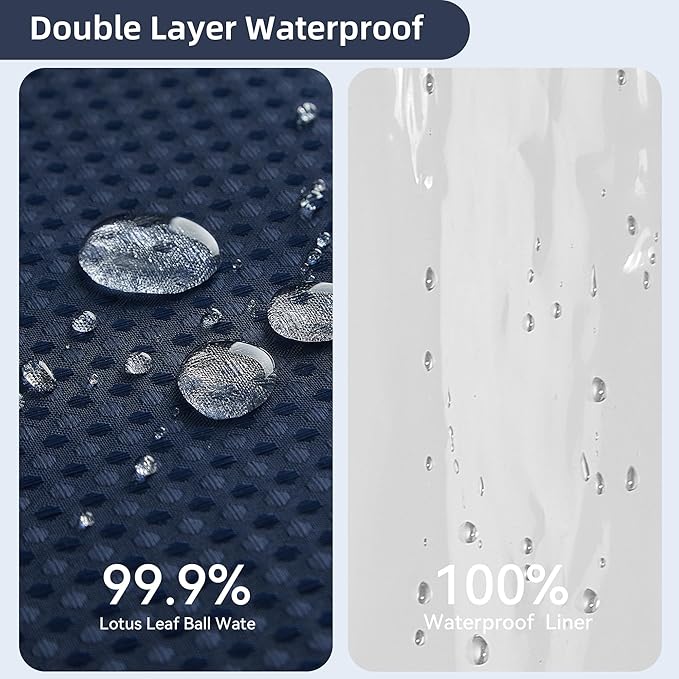 Lameirose Shower Curtain and Liner Set, 3 in 1 Waffle Shower Curtain Set with 12 Double Sided Shower Curtain Hooks, Fabric Shower Curtains for Bathroom, Navy Blue, 72 x 72