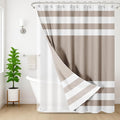 Nesphy Shower Curtain and Liner, Taupe Striped 3 in 1 Shower Curtain and PEVA Liner Set with 12 Rust-Resistant Metal Hooks, Waterproof Fabric Shower Curtains for Bathroom, 72 W x 72 H