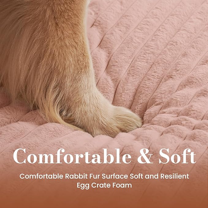 Cozila Dog Beds for Extra Large Sized Dog, Orthopedic Pet Bed with Waterproof Lining, Soft Short Plush Surface & Egg Crate Foam, Machine Washable Pet Mat with Removable Cover & Anti Slip Bottom