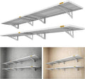 Aecxm 4-Pack 1.64x4ft Adjustable Garage Wall Shelving 1120lbs Load Capacity Heavy Duty Wall Mounted Storage Shelf Metal Floating Shelves for Garage(White)