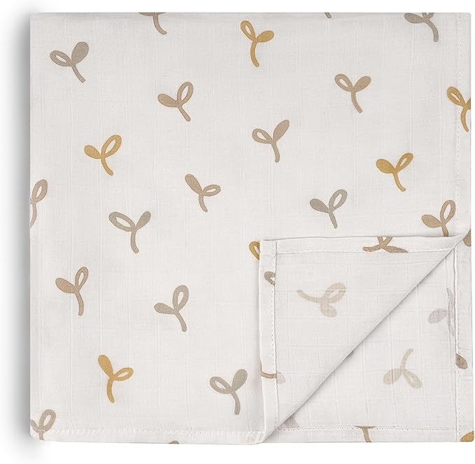 HECCEI Muslin Swaddle Blanket - Baby Muslin Blanket Large Swaddles 47 x 47 inches Breathable & Soft Baby Receiving Blanket Gender Neutral for Newborn Boys Girls, Little Sprouts