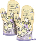 Slohif Funny Oven Mitt Heat Resistant for Women - 2 Pack Purple Cute Novelty Cool Kitchen Oven Mittens with 100% Cotton for Baking and Cooking Accessories