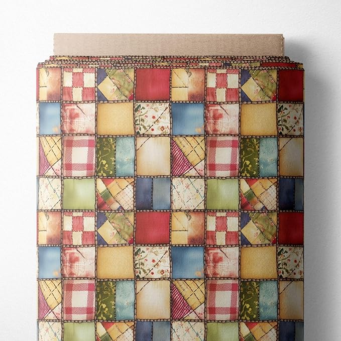 Harvest Cottage Patchwork Cotton Fabric – Premium Turkish Printed Cotton 140 GSM, Pre-Cut 61 x 36.6 Inches, Quilting & Sewing Fabric for Crafts, Home Decor & DIY Projects