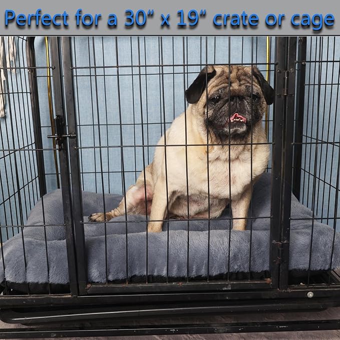 30 Inch Dog Crate Pad Washable Ultra Soft 30 x 19 Dog Bed for Medium Breeds up to 30 lbs,Cozy Kennel Mat for Crates with Anti-Slip Bottom Pet Sleeping Mattress,Dark Grey