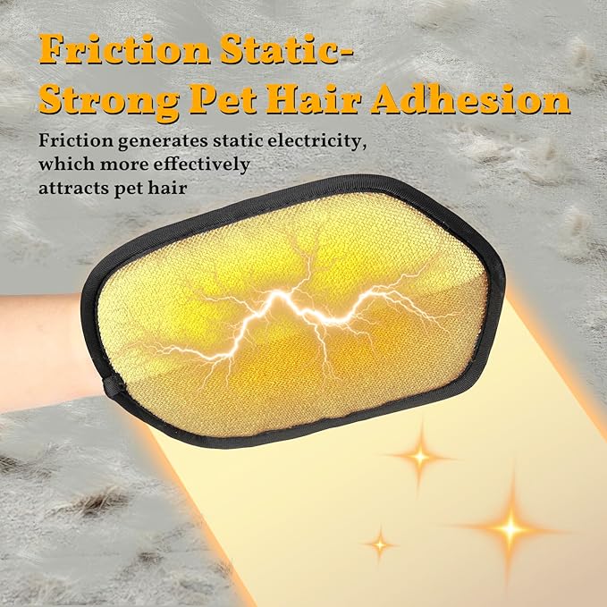 Cattooll Pet Hair Removal Gloves, Reusable Electrostatic Grooming Mitt for Dogs & Cats, Effective Fur Remover for Furniture, Carpet, Clothing, Car Seats,1 Pack