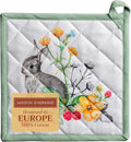 Maison d' Hermine Pot Holders 100% Cotton Heat Resistant Potholders 8" x 8" Hot Pads with Loop BBQ, Cooking, Baking, Grilling, Kitchen, Handling Hot Pans Spring/Summer (Pack of 1, Printemps)