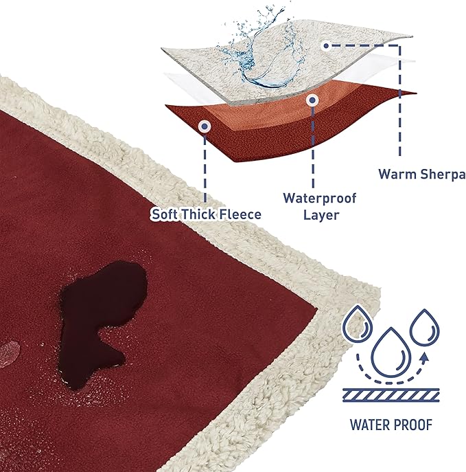 Kritter Planet Waterproof Dog Blanket, Reversible Water Proof Pet Blanket for Couch, Bed & Sofa, Washable Couch Covers for Large Dogs - Protects Furniture from Fur, Dirt, and Accidents
