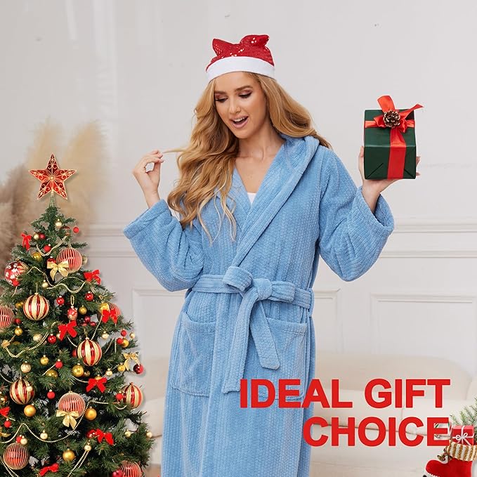 PJGGZ Hooded Bathrobes for Women, Soft Long Towel Robes for Women - Quick Dry yet Warm