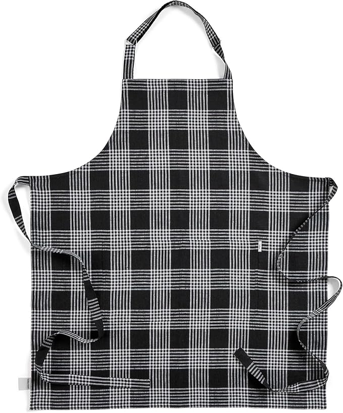 Solino Home Linen Bib Apron for Men & Women - 33 x 30 Inch Kitchen Apron with Front Pockets - Handcrafted from European Flax