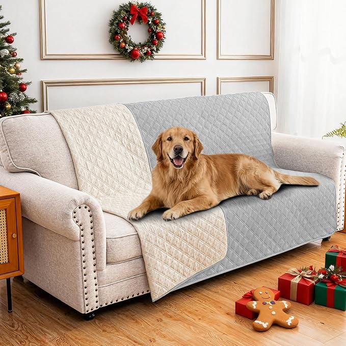 CYCMACO Waterproof Dog Bed Cover Pet Blanket, Soft Couch Cover for Dogs Washable, Non-Slip Dog Blanket Protect Furniture Couch Sofa Car for Puppy Large Dogs Cat (52x82 Inch, Light Grey)