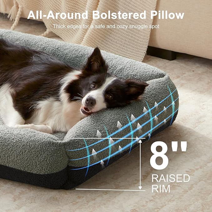 FURTIME Washable Dog Bed Large Sized Dogs, Washable Comfy Fluffy Large Dog Bed, Removable Zipper Cover Machine Wash, Soft Orthopedic Bed Durable Pet Cuddler with Anti-Slip Bottom, 36"x27"x8",Dark Grey