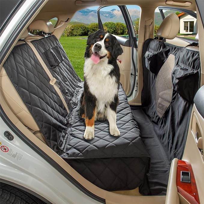 YEENIS Car Seat Cover for Dogs - All Covered Back Bench Cover with Mesh Window - Hammock Combination - Detachable - Suitable for Most Vehicles (Black, X-Large)