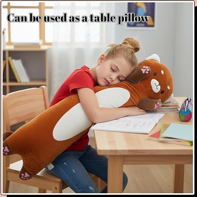 Shuoopen Red Panda Stuffed Animal Pillow - Long Red Panda Plush Toy, Super Soft Hugging Pillow for Kids & Adults, Gift for Christmas & Home Decor (110cm/43.3inch)