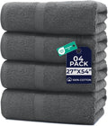 DAN RIVER Bath Towels Set of 4, 27 x 54 Inches, 100% Cotton, Larger & Lighter Weight, Quicker to Dry, Super Soft and Absorbent, Ideal Gray Bath Towels for Daily Use
