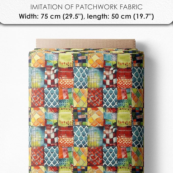 Patchwork Boat Cotton Fabric Panel – Six 10×10 inch Designs + Bonus 29.5×19.6 inch Patchwork Sheet, 100% Turkish Cotton 140 GSM