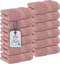 DAN RIVER 12-Pack Premium 100% Cotton Dusty Rose Face Towels for Bathroom - Reusable Face Wash Cloths for Showering 12x12 Inches - 550 GSM Super Soft & Absorbent Luxury WashCloths for Body, Spa & Gym