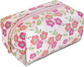 STARDW Cute Floral Makeup Bag for Women, Large Capacity Travel Toiletry Bag with Zipper and Canvas Lining