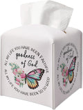 Butterfly Decorative Tissue Box Cover Square, Leather Tissue Box Dispenser, Christian Inspirational Quote Gift Ideas for Friends, Goodness of God, Bathroom Office Decor-(5.2 Inches)