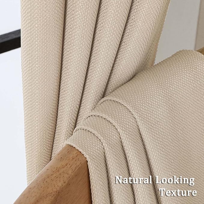 Lecloud Bessie Valance for Windows 14 Inch Length 2 Pcs, Light Filtering Faux Linen Textured Cafe Short Curtains, Rod Pocket Valances for Laundry Bathroom Bedroom, Each 30 W x 14 L, Linen Color