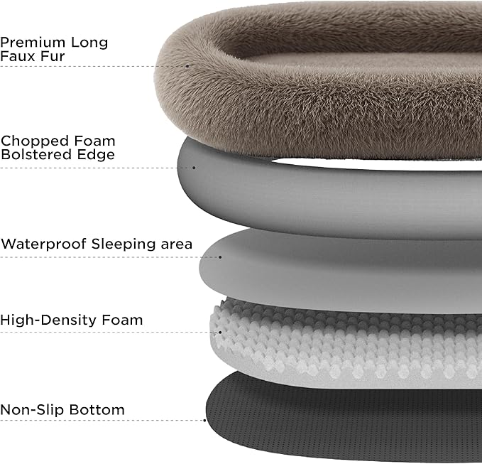 Bedsure Calming Human Dog Bed, 71" x 44" x 12" Giant Human Dog Bed for Adults People Fits Pet Families with Storage Pocket, Fluffy Faux Fur Orthopedic Pet Bean Bed, Camel