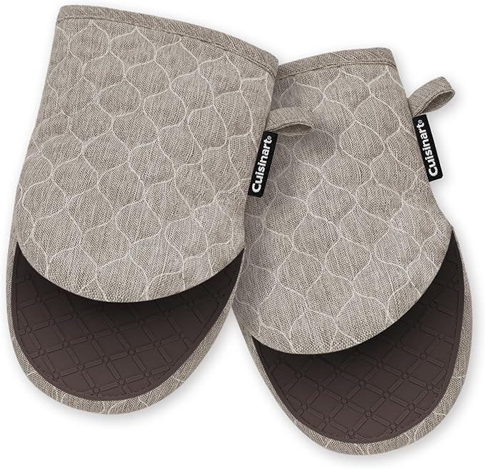 Cuisinart ShieldPro Silicone Oven Mitts – 5” x 8.5” Heat-Resistant Mini Kitchen Mitts for Oven with Non-Slip 100% Silicone Palm, Cotton Filling, and Hanging Loop