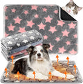 Clysee 4 Pack Self Heating Cat Bed Cat Self Warming Pad with Removable Cover Extra Warm Thermal Pet Pad Washable Pet Crate Mat Anti Slip Kennel for Indoor Outdoor Pets(Star,24 x 35 Inches)