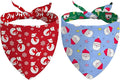Christmas Dog Bandanas Reversible 2 Pack Small, Red Santa Claus Snowman Snowflakes Christmas Pet Bandanas Set Adjustable Triangle Winter Xmas Holiday Scarves for Small Medium Boy Girl Dogs