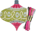 Howie's Needlepoint Christmas Needlepoint Kits, 18CT Printed Embroidery Pattern Starter Kits, Stamped Patterns Canvas Kits(Pink&Green Bauble,3.9x4.2inch)