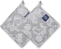 Pot Holders for Kitchen | Heat Resistant Pads | Set of 2 | Hot Dish Holder Sets | 8x8 in |for Cooking, Baking, Grilling, Microwave & BBQ, Chambray Grey by Encasa XO
