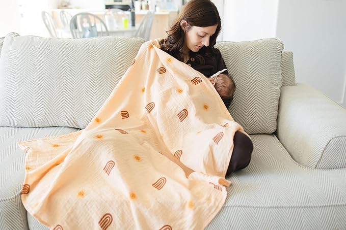 Leyl&Ari Muslin Swaddle Baby Blanket | 100% Organic Cotton Receiving Wrap (Sun & Arch Set)