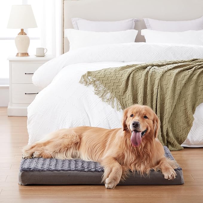 GOHOO PET Orthopedic Memory Foam Dog Bed, Cooling Dog Beds for Extra Large Dogs -Waterproof Pet Bed for Crate with Removable Washable Cover, Ideal for Arthritic Dogs, XL(41inch,90Lbs)