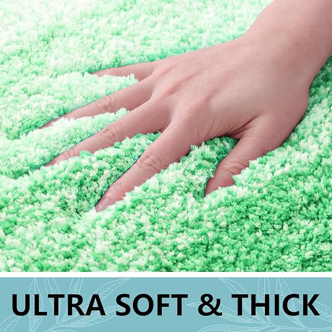Arotive Microfiber Bathroom Rugs, Shaggy Soft and Absorbent Bath Rug, Non-Slip, Thick Plush Machine Washable Dry Bath Mats for Bathroom, Tub and Shower, 30x20, Green, Rectangular