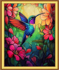 Foxnyart Stamped Cross Stitch Kits Full Range of Embroidery Needlework Starter Kits for Beginners Adults 11CT Embroidery Patterns Art Crafts DIY Needlepoint Kit-Colorful Flower Hummingbird 16x20 inch