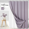 Craidlela 3 in 1 Extra Long Purple Shower Curtain Set-72 W x 84 H, Lavender Waffle and PEVA Liner Set with 12 Stainless Steel Hooks, Waterproof Fabric for Bathroom