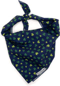 THE WORTHY DOG Classic Tie-Uc Dog Bandana – Soft Cotton Flannel Square Pet Bandana, Lucky Pattern, Navy, Small