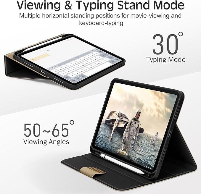 KingBlanc Case for iPad (A16) 11th Generation 11 Inch 2025, iPad 10th Gen 10.9 Inch 2022 with Pencil Holder, PU Leather Protective Cover, Auto Sleep/Wake, Viewing/Typing Angle, Magnetic Clasp, Beige