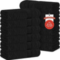 RIVERSIDE 12 Pack Premium 100% Cotton Face Wash Cloths, 12 x 12 Inches, Soft & Absorbent Face Towels for Bathroom Wash Clothes, 550 GSM, Luxury WashCloths for Showering, Body, Spa & Gym, Black