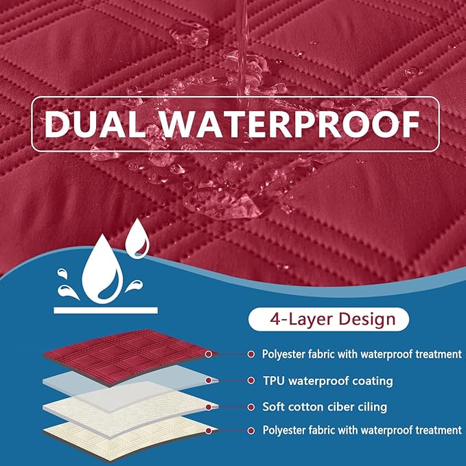 hyha Waterproof Dog Blanket, Reversible Pet Bed Blanket, Soft Sofa Couch Cover for Dogs Washable, Waterproof Pet Couch Covers for Sofa Puppy Cats Furniture Protector(30"x70", Wine Red/Beige)