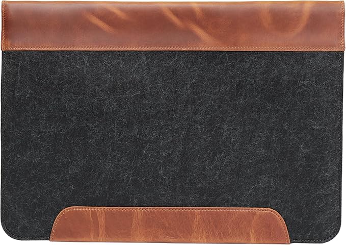 MegaGear Genuine Leather and Fleece MacBook Bag Laptop Sleeve for MacBook Pro and MacBook Air Case - 16 Inch - 15 Inch - 15.5 Inch (M4, M3, M2, M2, M1, Pro & Max) 2020 to 2024 Models